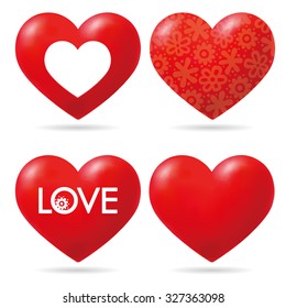 Vector Lovely Red Heart Collection