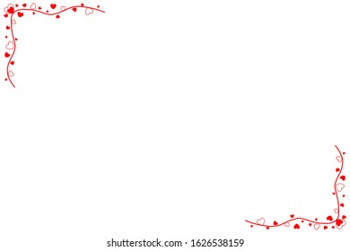 Vector - Lovely red hearts border on white background. Cute frame. Can be use for any card, web, label, banner, sticker, brochure or web. Copy space for any text design. Valentine's day.
