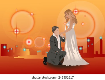 Vector Lovers On an orange background.