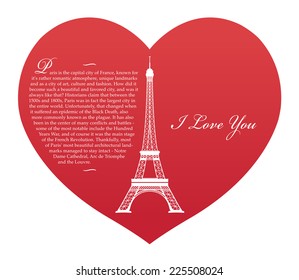 Vector Loving Card from Paris with Eiffel Tower Silhouette