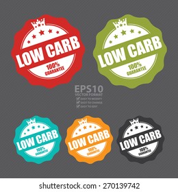 Vector : Low Carb 100% Guarantee Stamp, Badge, Label, Sticker Or Icon