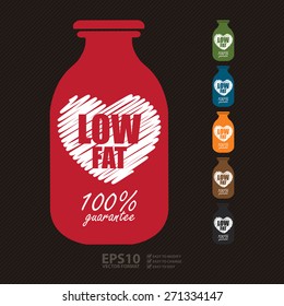 Vector : Low Fat 100% Guarantee Banner, Sign, Label or Icon