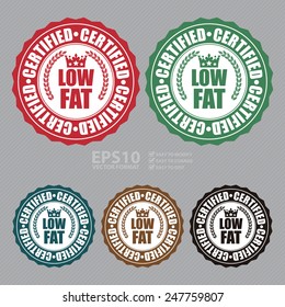 Vector : Low Fat Certified Icon, Sticker, Badge, Tag or Label