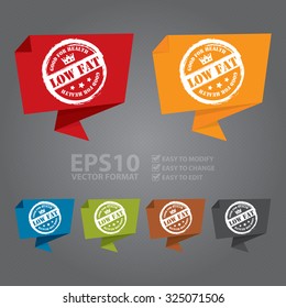 Vector : Low Fat Good For Health Speech Bubble or Speech Balloon Infographics Sticker, Label, Sign or Icon