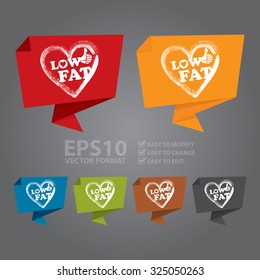 Vector : Low Fat Origami Speech Bubble or Speech Balloon Infographics Sticker, Label, Sign or Icon
