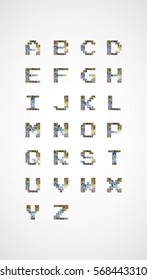 Vector low poly alphabet font. Creative geometric font ABC