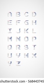 Vector low poly alphabet font. Creative geometric font ABC