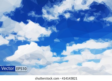 Vector low poly beautiful blue sky triangle background