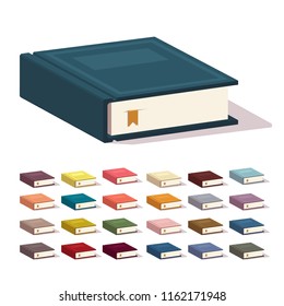 Vector low poly book icon colored set. 25 colored non-isometric book icons for web.