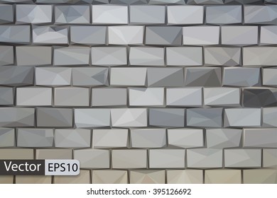 Vector low poly brick wall grungy grey texture