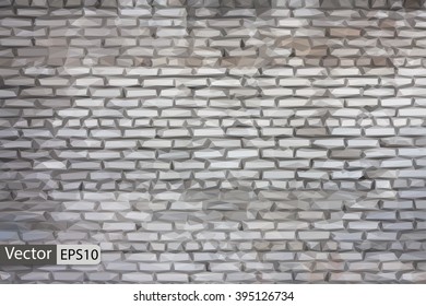 Vector low poly brick wall grungy grey texture