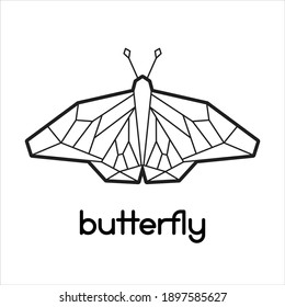 Vector low poly butterfly icon logo design. Minimal trendy moth icon. Polygonal coloring page design with beautiful insect. Can be used for brand design, postcard print, apparel, adult coloring book