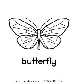 Vector low poly butterfly icon logo design. Minimal trendy moth icon. Polygonal coloring page design with beautiful insect. Can be used for brand design, postcard print, apparel, adult coloring book