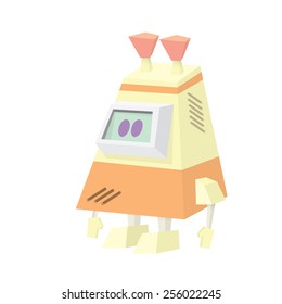 vector low poly Cartoon Character Cute Robot Isolated on white