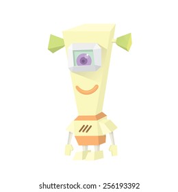 vector low poly Cartoon Character Cute Robot Isolated on white