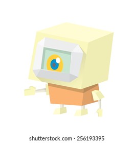 vector low poly Cartoon Character Cute Robot Isolated on white