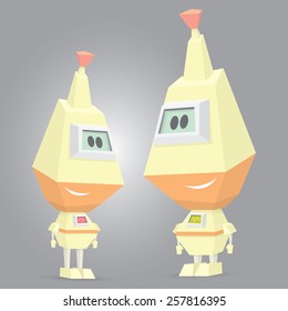 vector low poly Cartoon Character Cute Robot Isolated on white