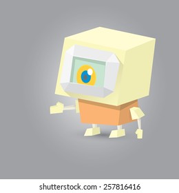 vector low poly Cartoon Character Cute Robot Isolated on white