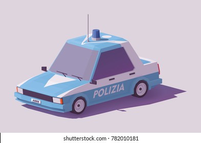 Vector low poly classic Italian police car