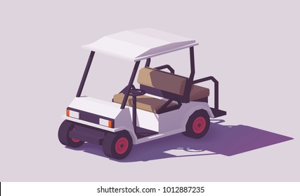 Vector low poly classic white golf cart