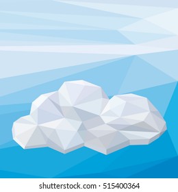 Vector low poly cloud illustration on abstract sky