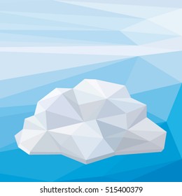 Vector low poly cloud illustration on abstract low poly sky