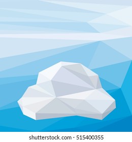 Vector low poly cloud on low poly background