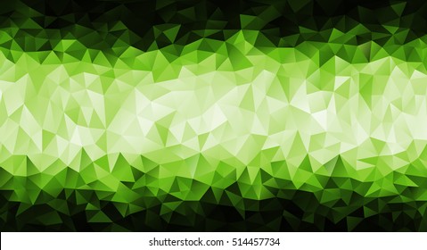 Vector Low poly colorful green triangles background. Dark black edges. Modern backdrop. Light line.EPS 8.