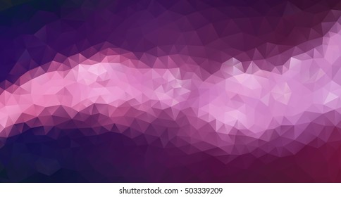 Vector Low poly colorful pink triangles background. Polygonal modern violet backdrop. Nebula fond. Blurred path.