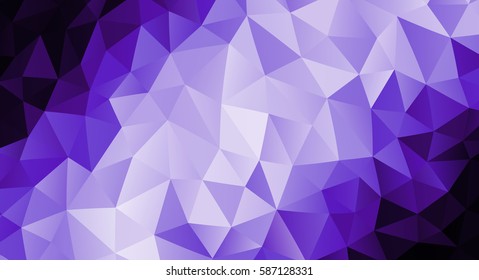 Vector Low poly colorful purple triangles background. Dark black edges. Modern backdrop. Light line.EPS 8. Abstract violet fond. White color. 