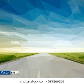 Vector de baja carretera de campo de poli en los campos