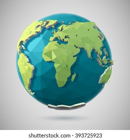 Vector low poly earth illustration. Polygonal globe icon. - Shutterstock ID 393725923