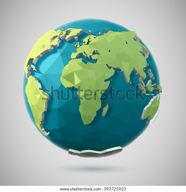 ベクター低ポリ地球イラスト 多角形の球のアイコン のベクター画像素材 ロイヤリティフリー
