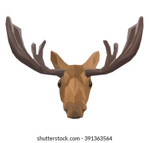 Vector low poly elk portrait