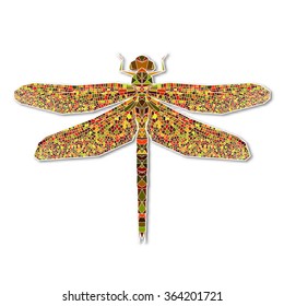 Vector low poly geometric Dragonfly illustration. Ethnics T shirt, apparel, banner, poster graphics design.