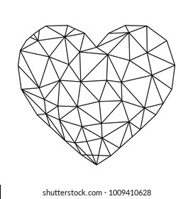 A Vector Low Poly Heart Shape With Outlines