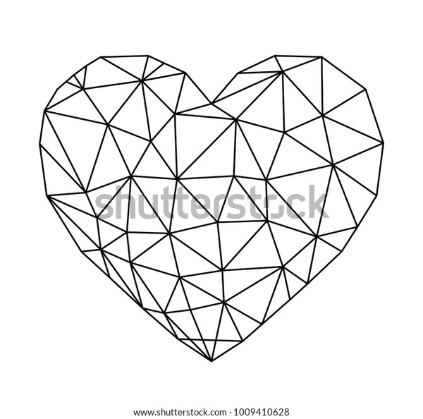 Vector Low Poly Heart Shape Outlines Stock Vector (Royalty Free) 1009410628