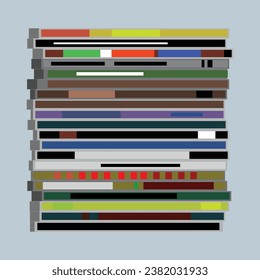 Vector low poly horizontal stack of colored books. Icon for web.