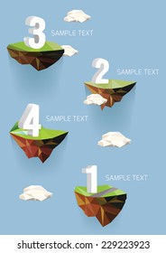 Vector low poly islands with numbers for your design