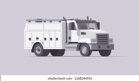 Vector Low Poly Isolated American Utility Service Truck 3d