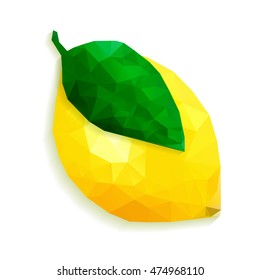 Vector low poly juicy lemons on white background