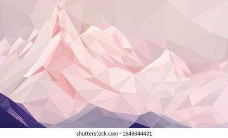 Vector low poly landscape 3d background. Sunrise in nature.