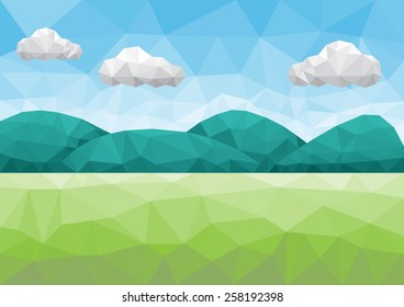 Vector Low Poly Landscape Background