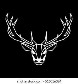 Vector low poly line art. Geometric deer head for use on logos, badges and can be use for greeting cards, covers, stamps, web design and other purposes