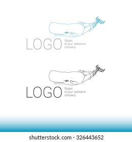 Vector low poly lines logo whale with place for slogan