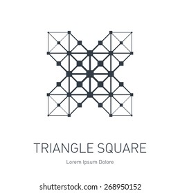 Vector low poly logotype template. Modern stylish logo. Design element with squares, triangles and rhombus. Grid structure. Stylized letter X.