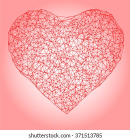 Vector Low Poly Molecule Heart Network Background