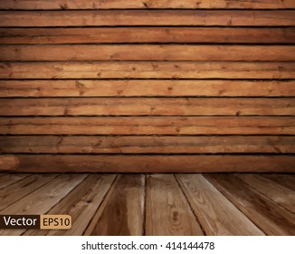 Vector low poly old grunge interior, wooden triangle background 