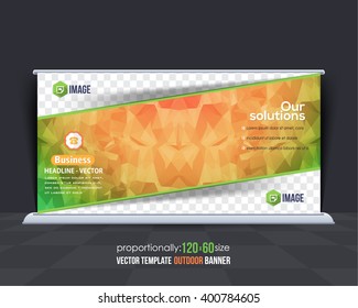 Vector Low Poly Outdoor Banner, Colorful Advertising Background Template 