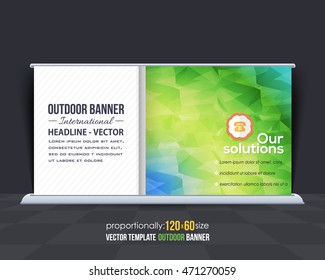 Vector Low Poly Outdoor Banner, Colorful Advertising Background Template 